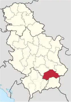 Location of district in Serbia