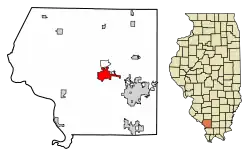 Location of Murphysboro in Jackson County, Illinois