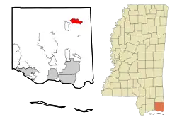 Location of Hurley, Mississippi