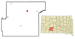 Location in Jackson County and the state of South Dakota