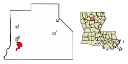 Location of Jonesboro in Jackson Parish, Louisiana