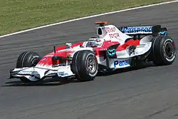 Jarno Trulli driving the Toyota TF108 at the 2008 British Grand Prix.