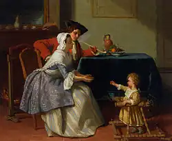 Jean Carolus, 1855, Baby's First Steps, oil on panel, 41 x 48.5&nbsp;cm, private collection