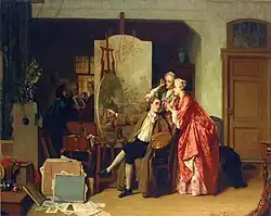 Jean Carolus, 1866, A Visit to Watteau's Studio, oil on canvas, 82.8 x 106&nbsp;cm, private collection