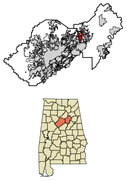 Location of Argo in Jefferson County and St. Clair County, Alabama.