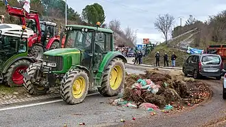 Tractors at Saint-Etienne-de-Fontbellon (France) during the EU farmers' protests.