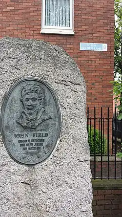 The John Field memorial plaque on Golden Lane
