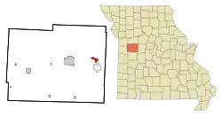 Location of Knob Noster, Missouri