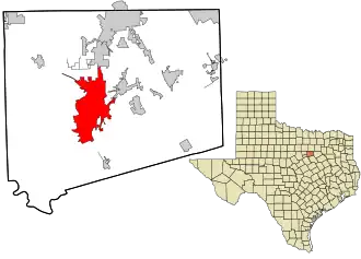 Location in Johnson County and the state of Texas