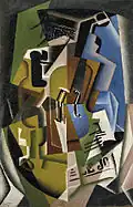 Juan Gris, 1917, Violon et journal, oil on panel, 92.3 × 60.3&nbsp;cm. Galerie l'Effort Moderne, no. 5122