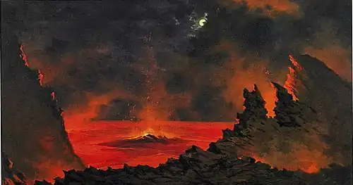 Volcano at Night Jules Tavernier, c. 1880s, Honolulu Museum of Art