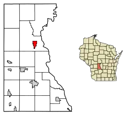 Location of Necedah in Juneau County, Wisconsin.