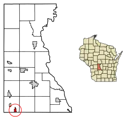 Location of Wonewoc in Juneau County, Wisconsin.