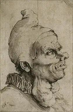 Large Grotesque Head, ca. 1617–27, etching, 22.3 x 15&nbsp;cm.