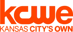 All in orange: The lowercase letters "K C W E", with the C and W actually being the CW network logo. Beneath, in progressively bolder text, is the phrase "Kansas City's Own".