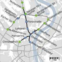 Map of the tunnels around Ebertplatz