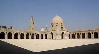 Mosque of Ibn Tulun (876–9) in Cairo is an example of Abbasid architecture built by the autonomous Abbasid governor Ahmad ibn Tulun[48]