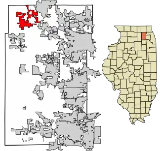 Location of Hampshire in Kane County, Illinois