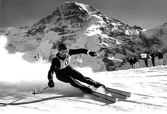 Image 16Karl Schranz running the Lauberhorn in 1966 (from Alps)