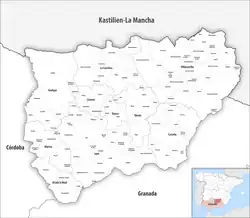 Map of the province of Jaén with its municipalities