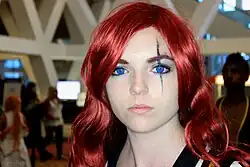 A model photographed with a ring flash