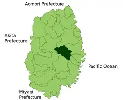 Location of Kawai in Iwate Prefecture