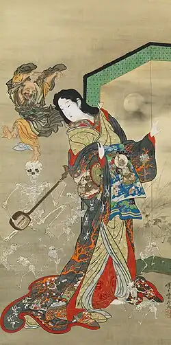 Kawanabe Kyōsai, Hell Courtesan, Ikkyu, and Skeletons, 1880.[4]