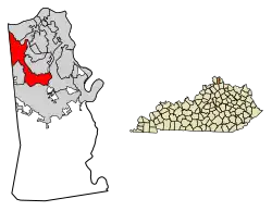 Location of Erlanger in Kenton County, Kentucky