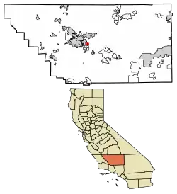 Location of Fuller Acres in Kern County, California.