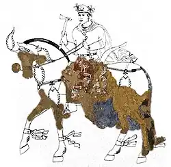 King Varkhuman on horse, Afrasiab remaining parts and reconstitution.[12]