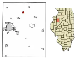 Location of Oneida in Knox County, Illinois.
