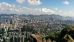 Kowloon Peninsula from Lion Rock Summit on a clear day (2019)