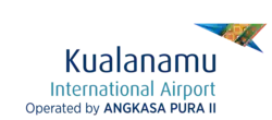 A Batak-based turquoise-colored paper plane, along with text "Kualanamu: Airport of Indonesia."