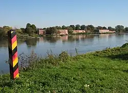 View from Küstrin-Kietz across the Oder to the Kostrzyn nad Odrą Fortress