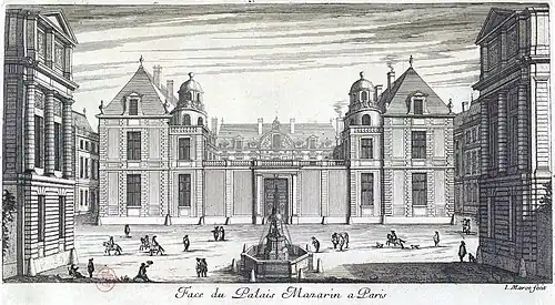 Street front of the Hôtel Tubeuf in the 17th century, engraved by Jean Marot[6]