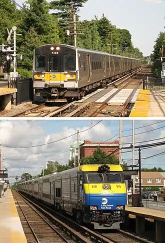 The Long Island Rail Road provides electric and diesel rail service from east to west across Long Island
