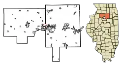 Location of Dalzell in Bureau County, Illinois.