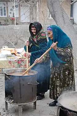 Cooking sumalak for Navruz