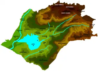 A drawing of a map of a body of water.