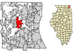 Location in Lake County and the state of Illinois