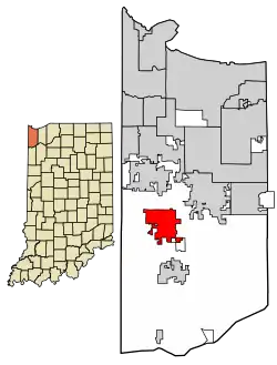 Location of Cedar Lake in Lake County, Indiana.