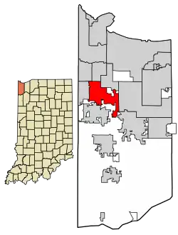Location of Schererville in Lake County, Indiana.