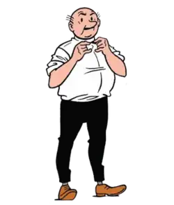 Publicity shot of Lambik sniffing a flower. 1960s. Drawn by Willy Vandersteen.