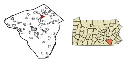 Location of Ephrata in Lancaster County, Pennsylvania
