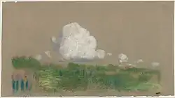 Landscape with Clouds, pastel and black chalk on green-gray wove paper (15.6 x 26.8&nbsp;cm)