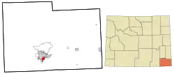 Location in Laramie County and the state of Wyoming.