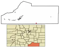 Location of the Town of Branson in Las Animas County, Colorado.