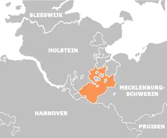 The Duchy of Saxe-Lauenburg in 1848 (map in Dutch)