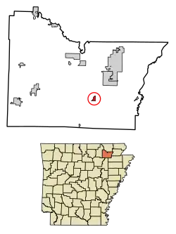 Location of Minturn in Lawrence County, Arkansas