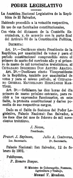 An excerpt of the Diario Oficial newspaper